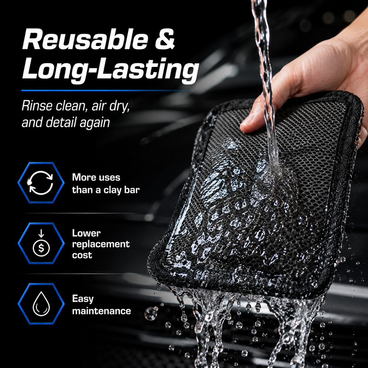 🧽 Clay-Bar Effect Detailing Towel – 12"x12" Microfiber Cloth for Car Paint & Glass