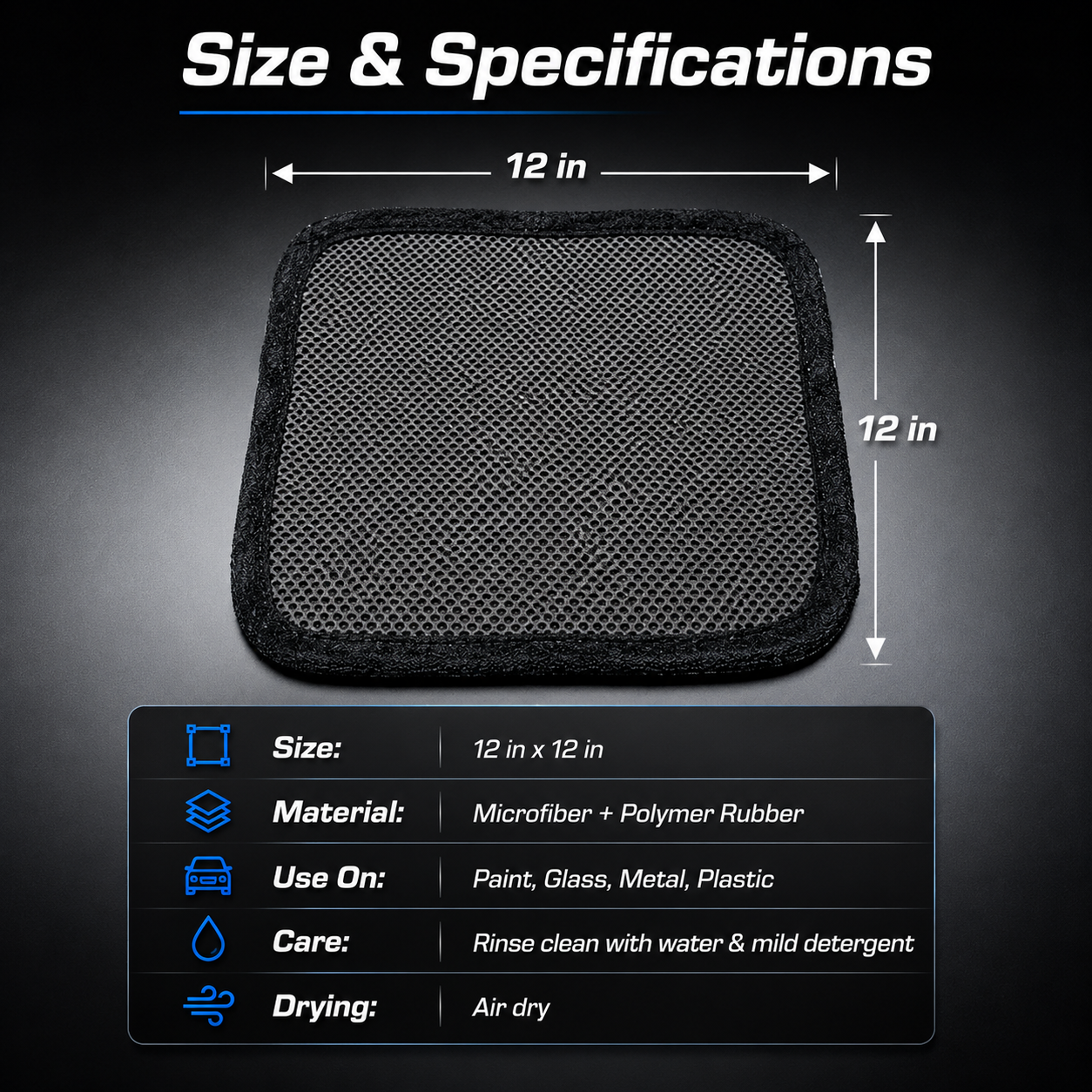 🧽 Clay-Bar Effect Detailing Towel – 12"x12" Microfiber Cloth for Car Paint & Glass