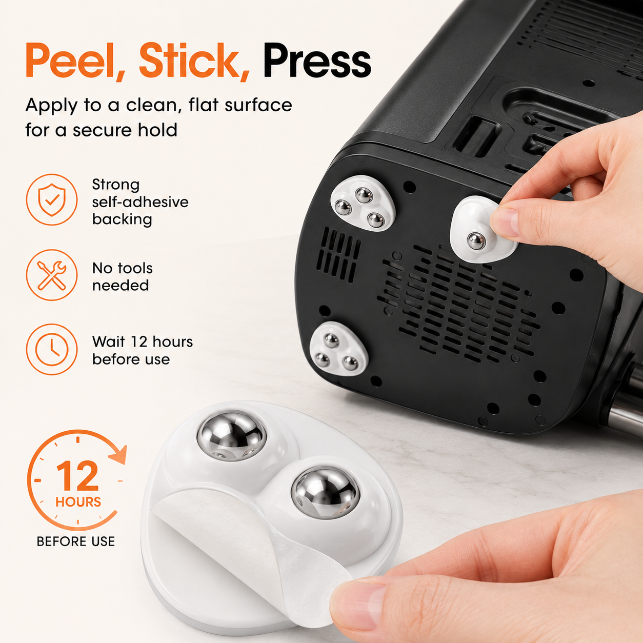 🔄 Self-Adhesive 360° Caster Wheels – 4-Pack for Countertop Appliances