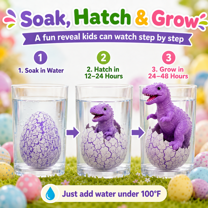 🥚 60PCS Hatching Dino Eggs – Grow-in-Water Surprise Toys for Kids' Party Favors