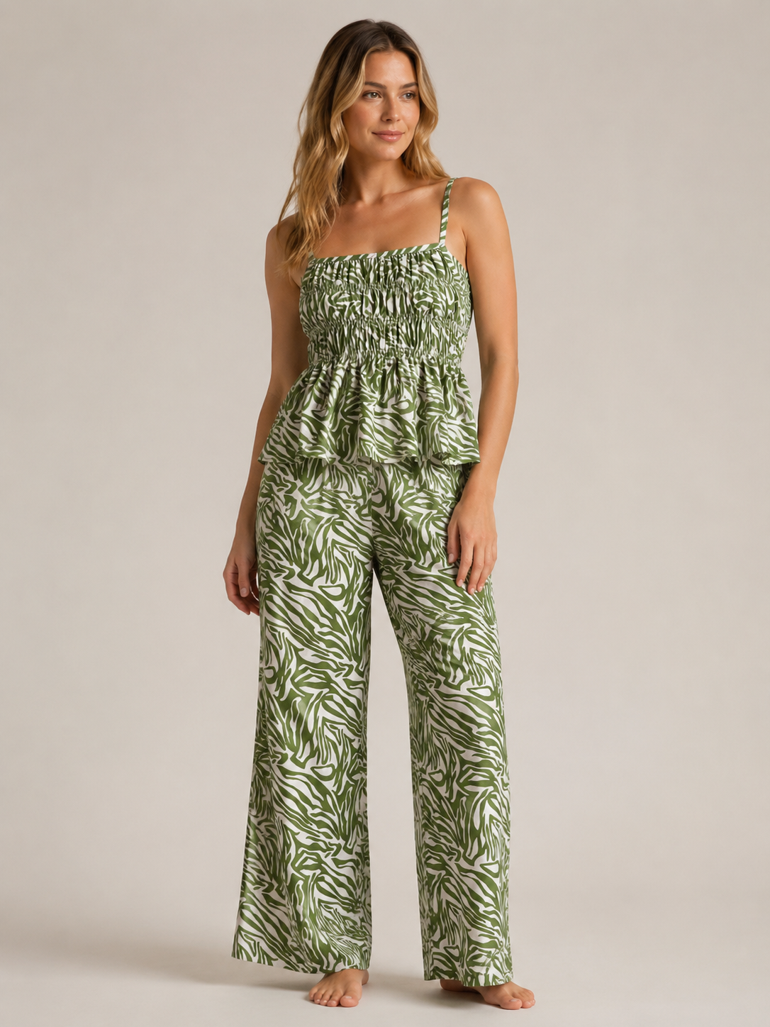 🔥 Limited-Time Sale  Women’s Solid Color Cami Top & Wide-Leg Pants 2-Piece Set