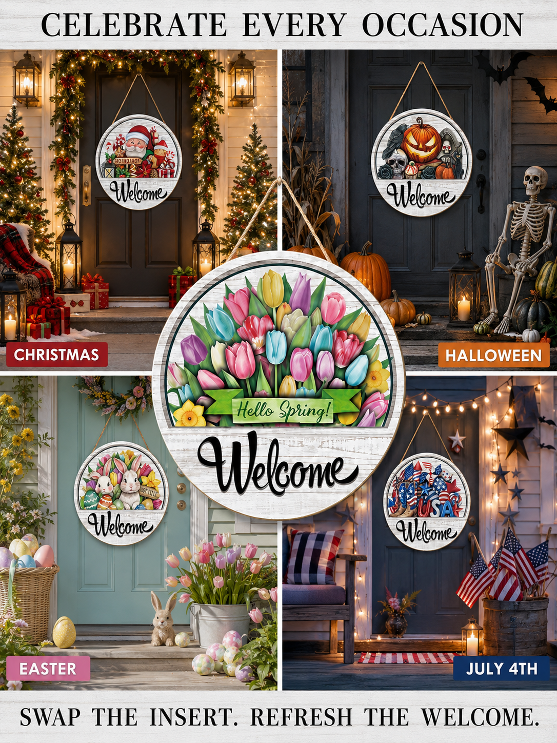 🍂 Cozy Home Sale Interchangeable Welcome Door Sign for Seasonal Farmhouse Decor