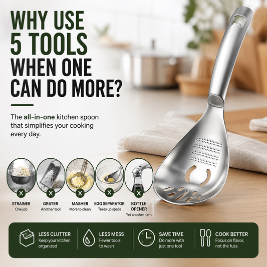 🥄304 Stainless Steel Multifunctional Kitchen Spoon