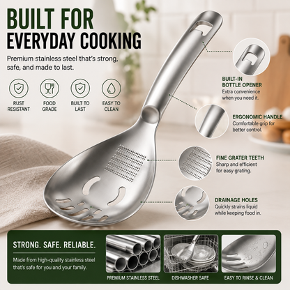 🥄304 Stainless Steel Multifunctional Kitchen Spoon
