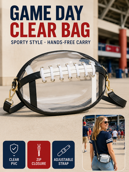 🏈 Game Day Favorite Clear Football Crossbody Bag with Adjustable Strap