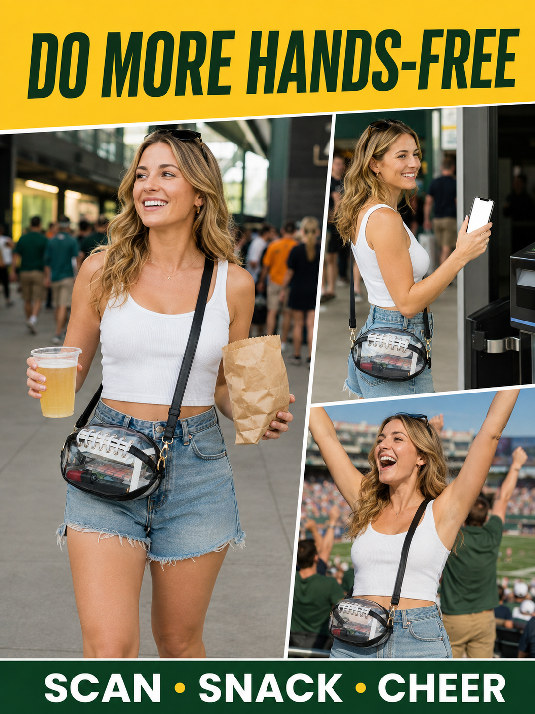 🏈 Game Day Favorite Clear Football Crossbody Bag with Adjustable Strap