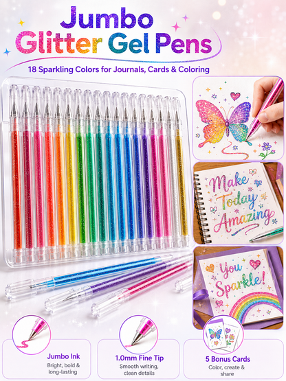 ✨ Sparkle Deal Vibrant Glitter Gel Pens for Coloring, Drawing & Creative Fun