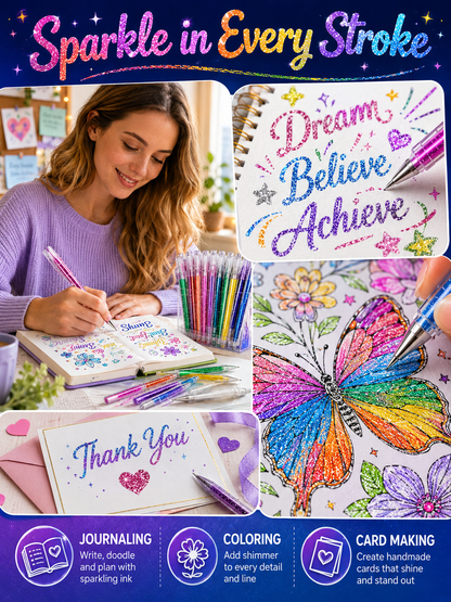 ✨ Sparkle Deal Vibrant Glitter Gel Pens for Coloring, Drawing & Creative Fun