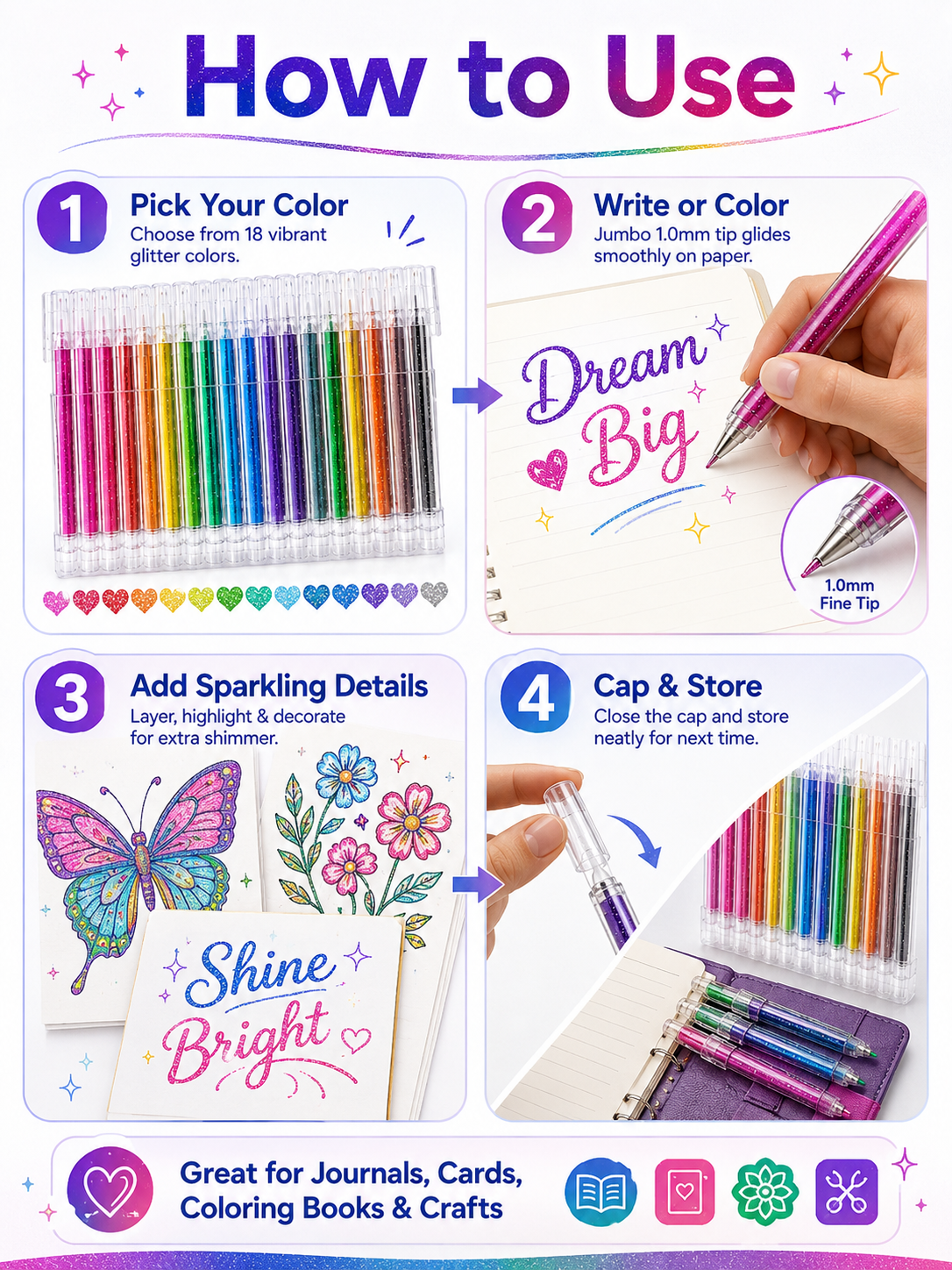 ✨ Sparkle Deal Vibrant Glitter Gel Pens for Coloring, Drawing & Creative Fun