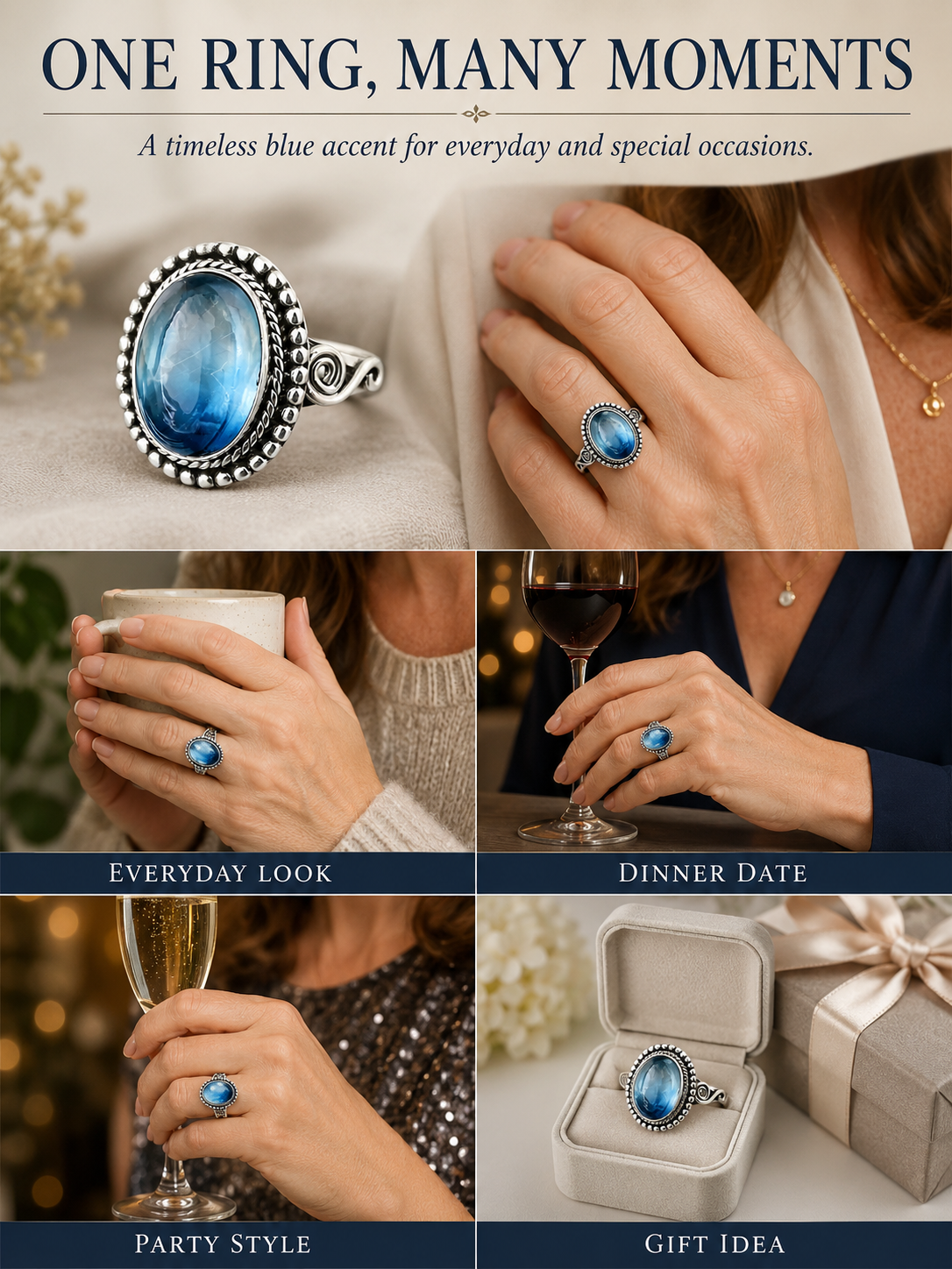 ✨ Timeless Beauty 925 Sterling Silver Vintage Moonstone Oval Ring