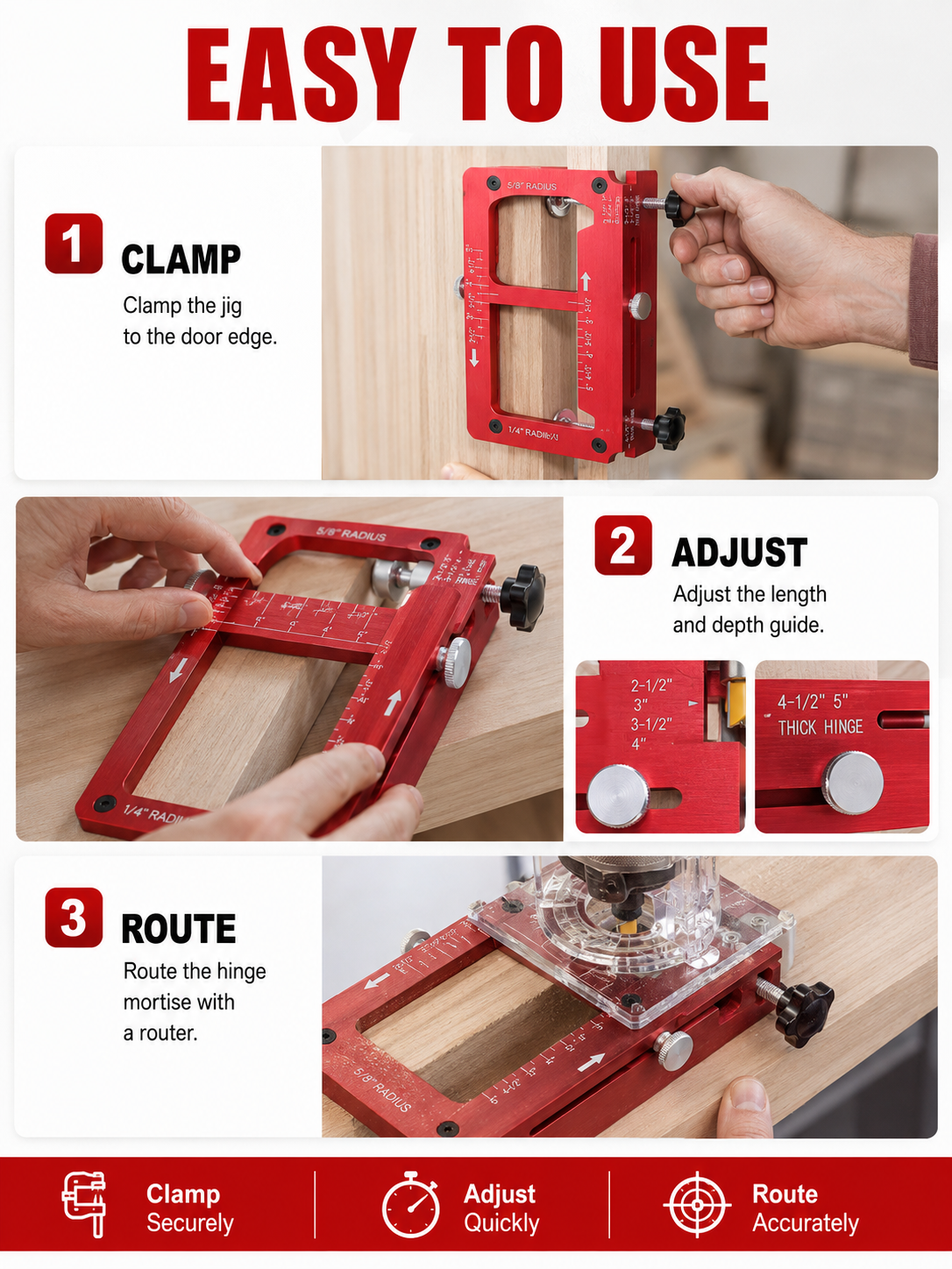 🔨 Workshop Essential Adjustable Door Hinge Jig for Precise Mortising