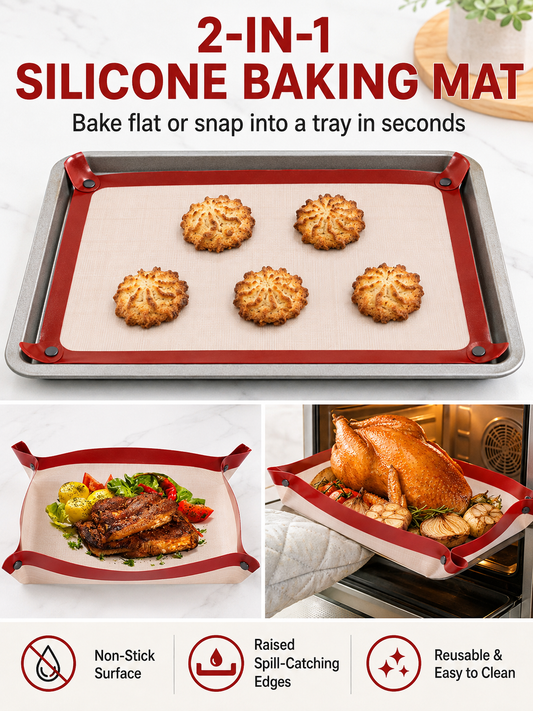 🍪 Baking Essential 2-in-1 Silicone Baking Mat with Non-Stick Surface