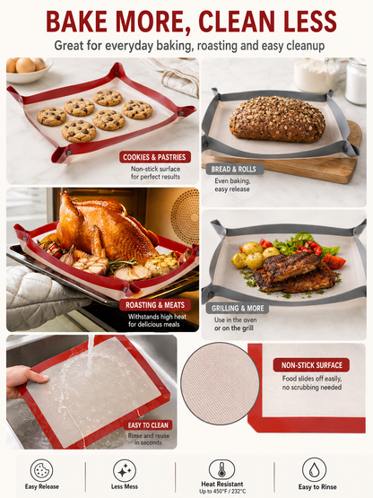 🍪 Baking Essential 2-in-1 Silicone Baking Mat with Non-Stick Surface