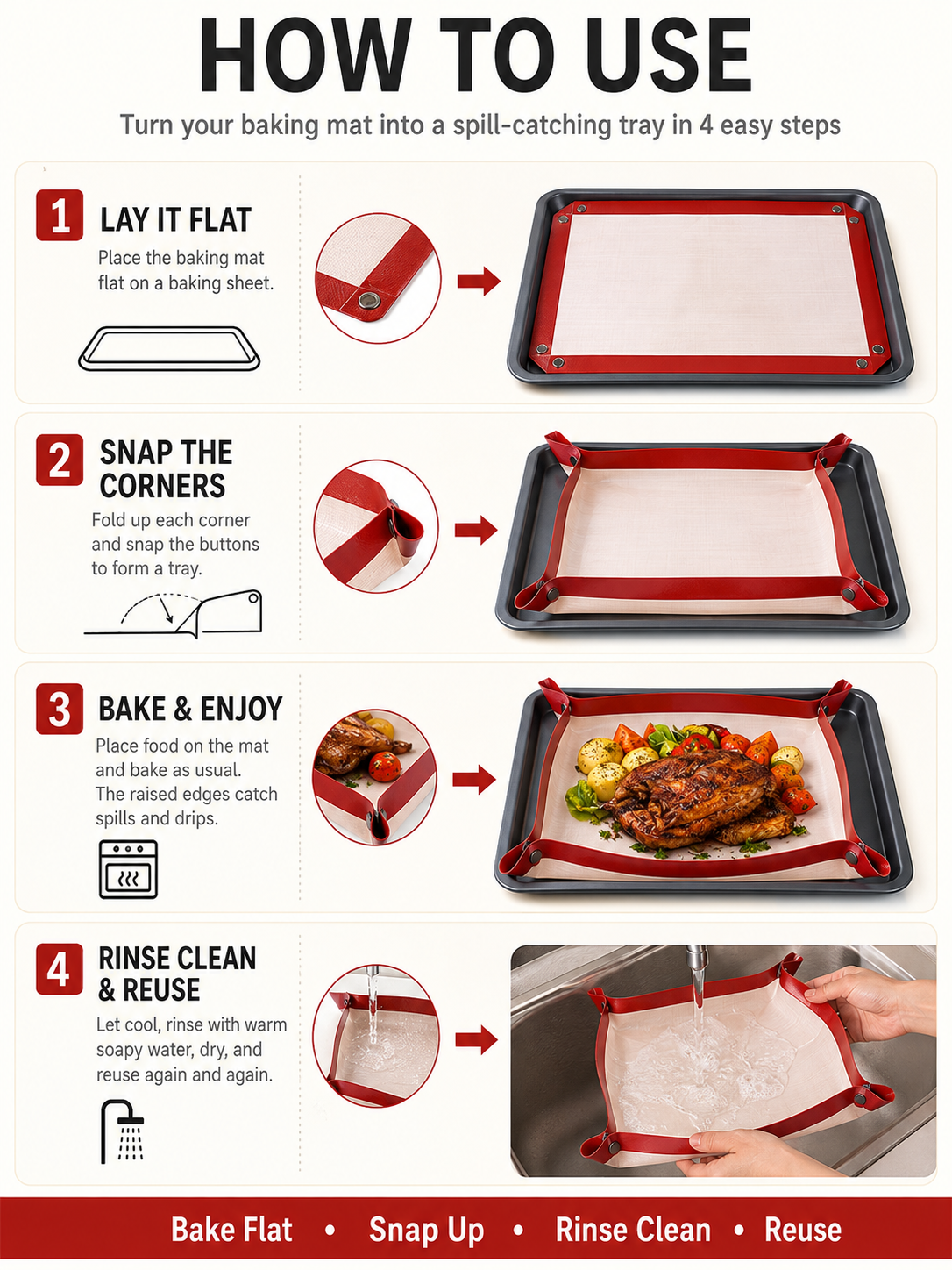 🍪 Baking Essential 2-in-1 Silicone Baking Mat with Non-Stick Surface