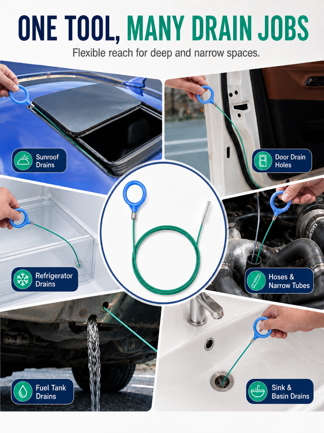 🔥 Limited-Time Deal 78-Inch Car Sunroof Drain Cleaning Tool — Flexible Long Tube Brush for Easy Clog Removal