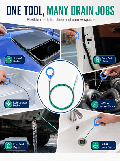 🔥 Limited-Time Deal 78-Inch Car Sunroof Drain Cleaning Tool — Flexible Long Tube Brush for Easy Clog Removal