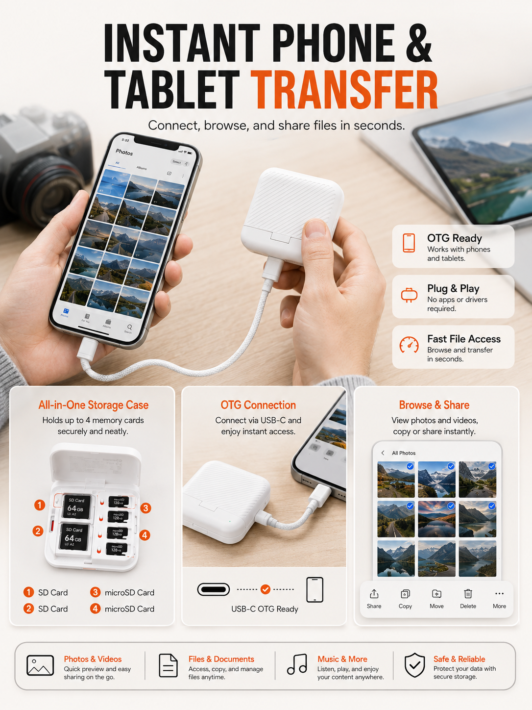 ⚡ Special Offer Mini SD Card Reader Case for Pocket 4 — UHS-II Dual-Slot High-Speed USB 3.1 Type-C Reader