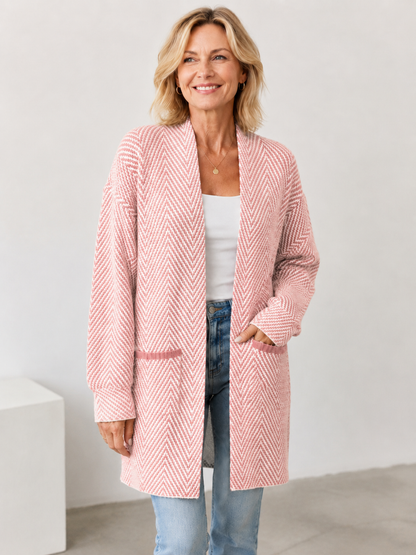 🍁 Fall Favorite ✨ Women’s Herringbone Cardigan — Soft Chunky Knit Sweater Coat with Pockets