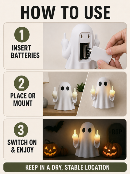 👻 Halloween Special 🎃 Cute Ghost LED Statue - Spooky Mood Light for Party & Home Decor