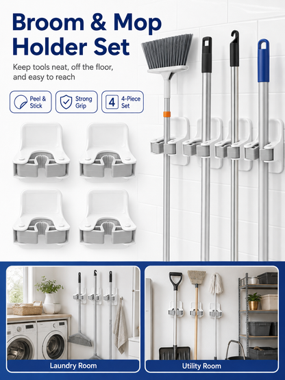 🧹 Home Storage Deal ✨ Wall-Mount Mop & Broom Hooks for Easy Organization 🏠