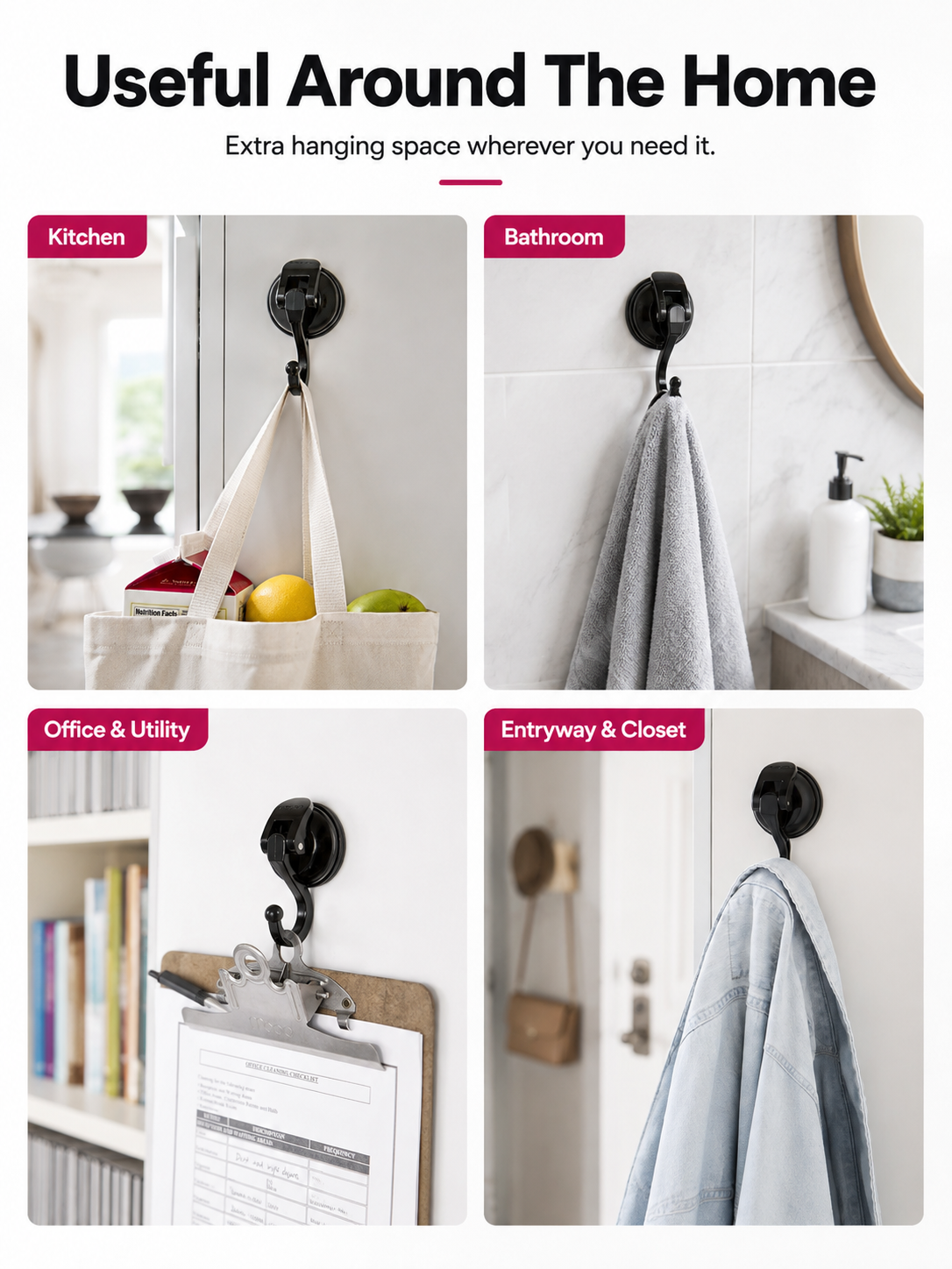✨ Space-Saving Deal 🏠 Suction Hooks for Easy Wall Storage & Organization