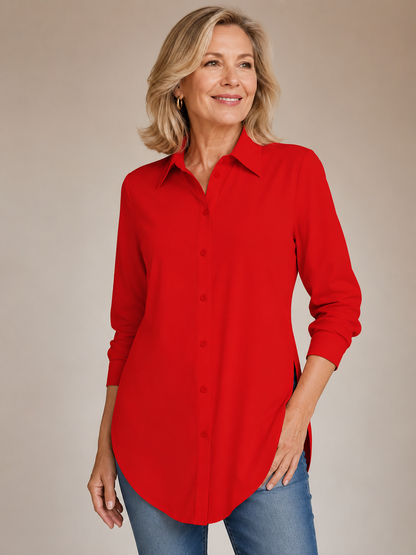 ✨ Fashion Favorite 👚 Elegant Long Sleeve Blouse with Fitted Silhouette for Effortless Spring & Fall Style 🍂