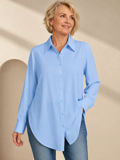 ✨ Fashion Favorite 👚 Elegant Long Sleeve Blouse with Fitted Silhouette for Effortless Spring & Fall Style 🍂