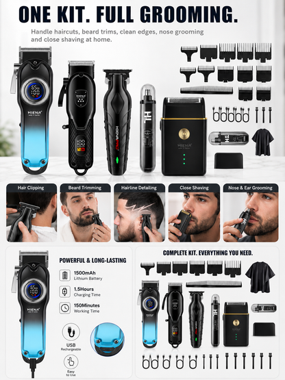 ✂️ Grooming Deal ✨ 5-Piece Cordless Hair Clipper Set with Precision Trimmer & Storage Case