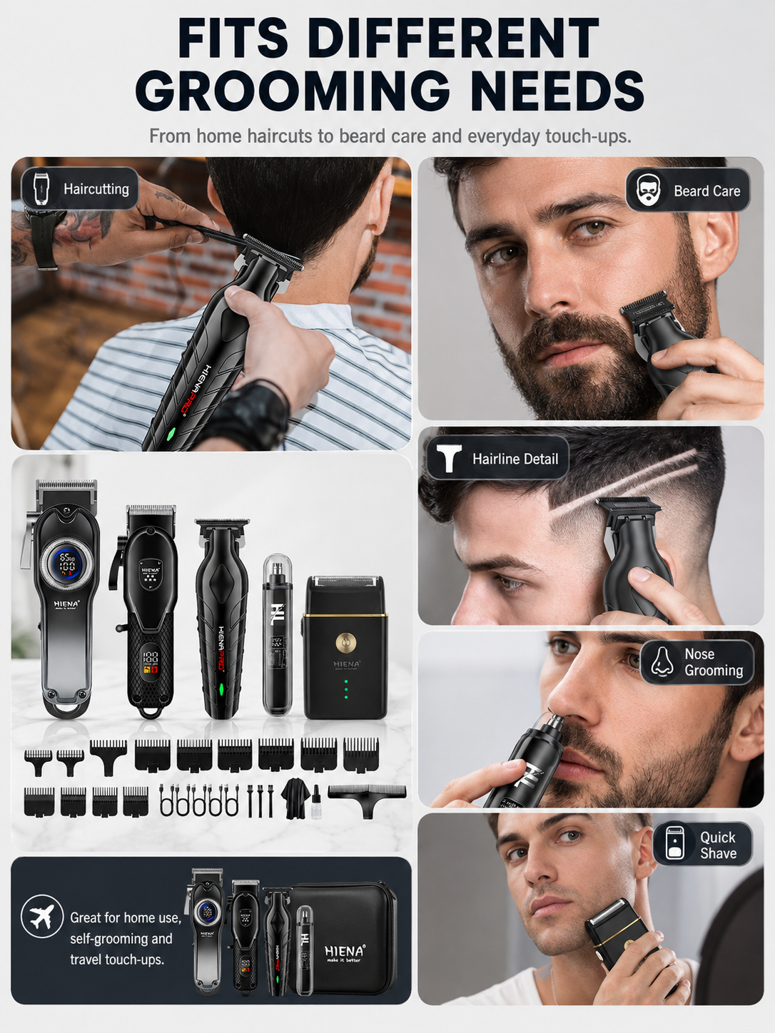 ✂️ Grooming Deal ✨ 5-Piece Cordless Hair Clipper Set with Precision Trimmer & Storage Case