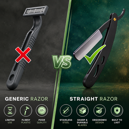 🔥Professional Straight Razor for Men | Barber Straight Edge + 10 Blades Included