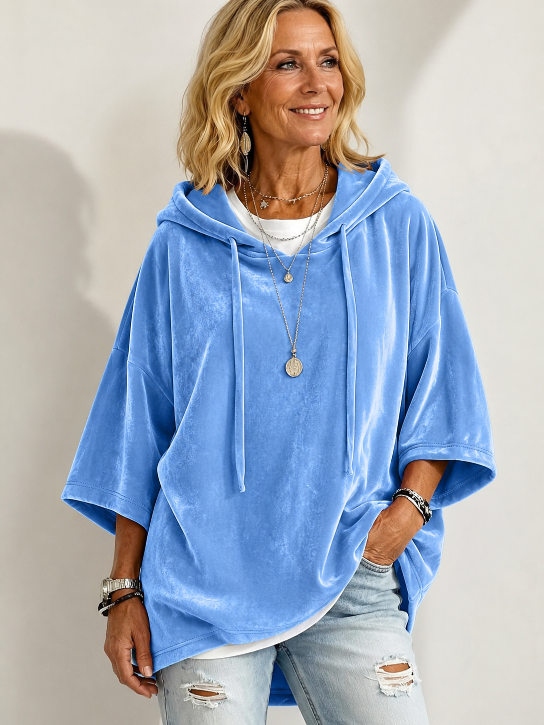 🔥 Cozy Season Deal 🍂 Women's Velvet Oversized Hoodie with Drawstring & Long Sleeves for Casual Winter Style