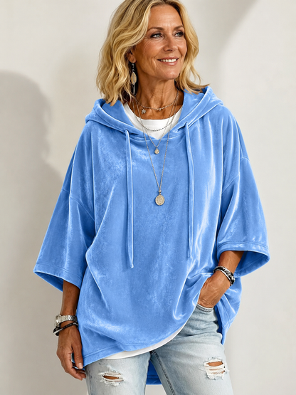 🔥 Cozy Season Deal 🍂 Women's Velvet Oversized Hoodie with Drawstring & Long Sleeves for Casual Winter Style