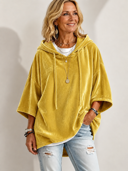 🔥 Cozy Season Deal 🍂 Women's Velvet Oversized Hoodie with Drawstring & Long Sleeves for Casual Winter Style