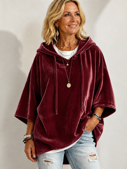 🔥 Cozy Season Deal 🍂 Women's Velvet Oversized Hoodie with Drawstring & Long Sleeves for Casual Winter Style