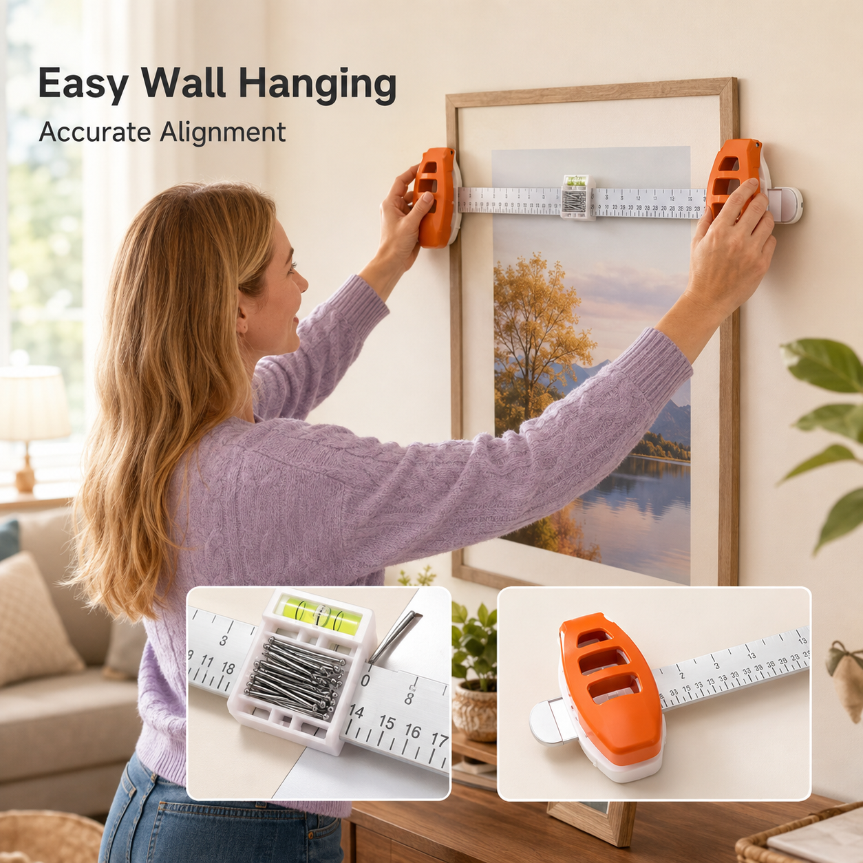🔥🛠️Professional Picture Hanging Tool with Level and Ruler