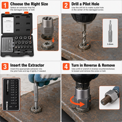 🛠️39-Piece Damaged Screw Extractor Set with 3/8" Drive Bolt Extractor Kit