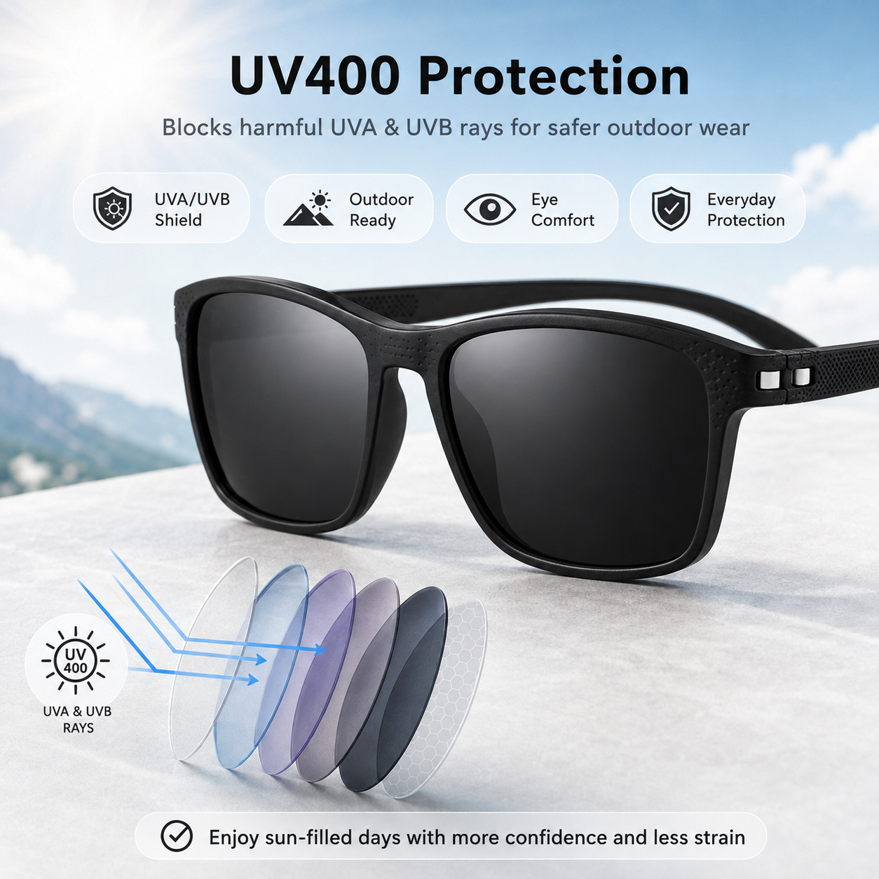 😎 Retro Square Shades – HD Polarized TAC Lens, UV Protection, Lightweight Unisex for Driving & Travel