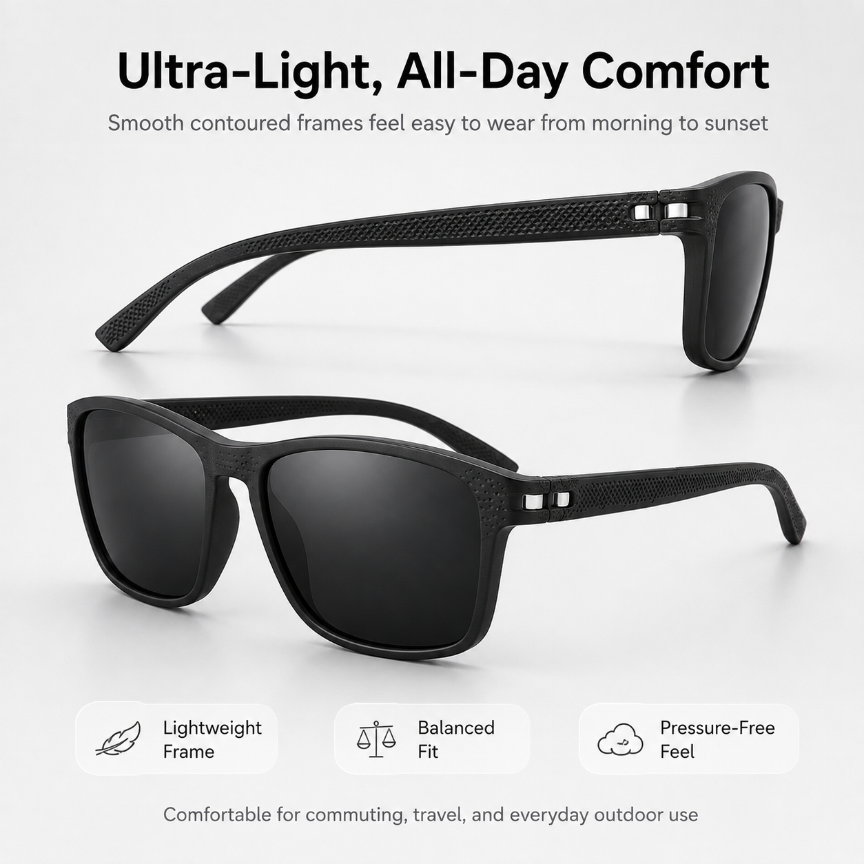 😎 Retro Square Shades – HD Polarized TAC Lens, UV Protection, Lightweight Unisex for Driving & Travel