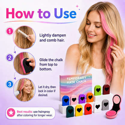 🎨 Washable Hair Chalk Set – Non-Toxic Color Powder for Festivals & Cosplay