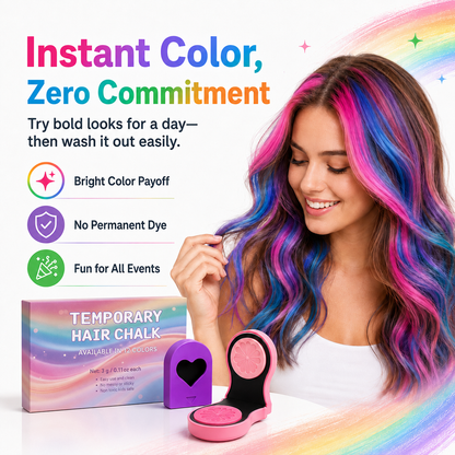 🎨 Washable Hair Chalk Set – Non-Toxic Color Powder for Festivals & Cosplay
