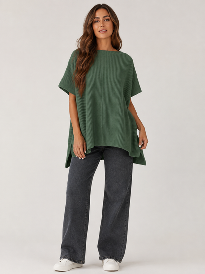 ✨Women's Casual Oversized Solid Knit Pullover Sweater with Puff Short Sleeves