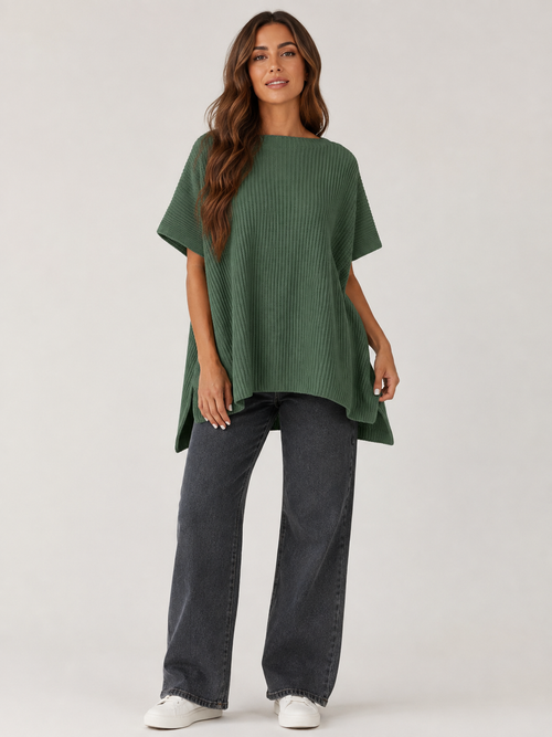 ✨Women's Casual Oversized Solid Knit Pullover Sweater with Puff Short Sleeves