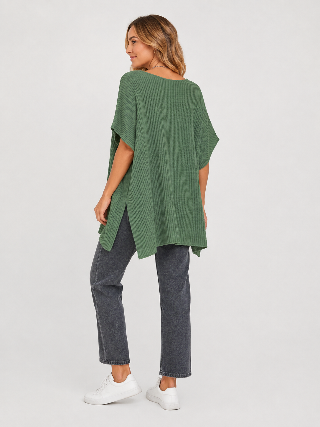 ✨Women's Casual Oversized Solid Knit Pullover Sweater with Puff Short Sleeves