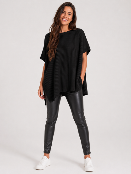 ✨Women's Casual Oversized Solid Knit Pullover Sweater with Puff Short Sleeves