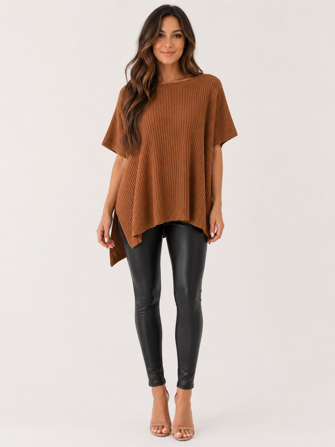 ✨Women's Casual Oversized Solid Knit Pullover Sweater with Puff Short Sleeves
