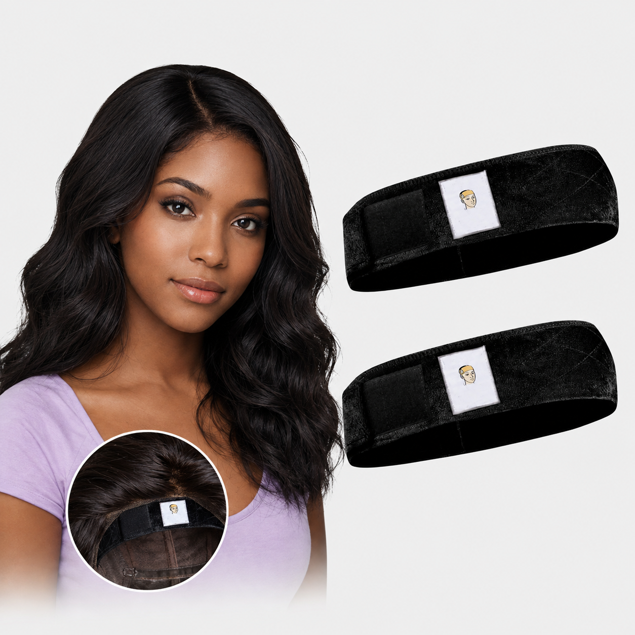 🔥Limited-Time Special Offer Brown Black Wig Grip Band 2pcs for Women Adjustable Headband