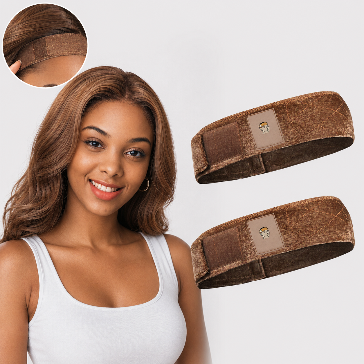 🔥Limited-Time Special Offer Brown Black Wig Grip Band 2pcs for Women Adjustable Headband