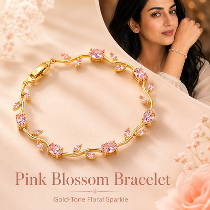🌷 Bestseller Pink Tulip Bracelet for Women – Gold-Plated Stainless Steel ✨