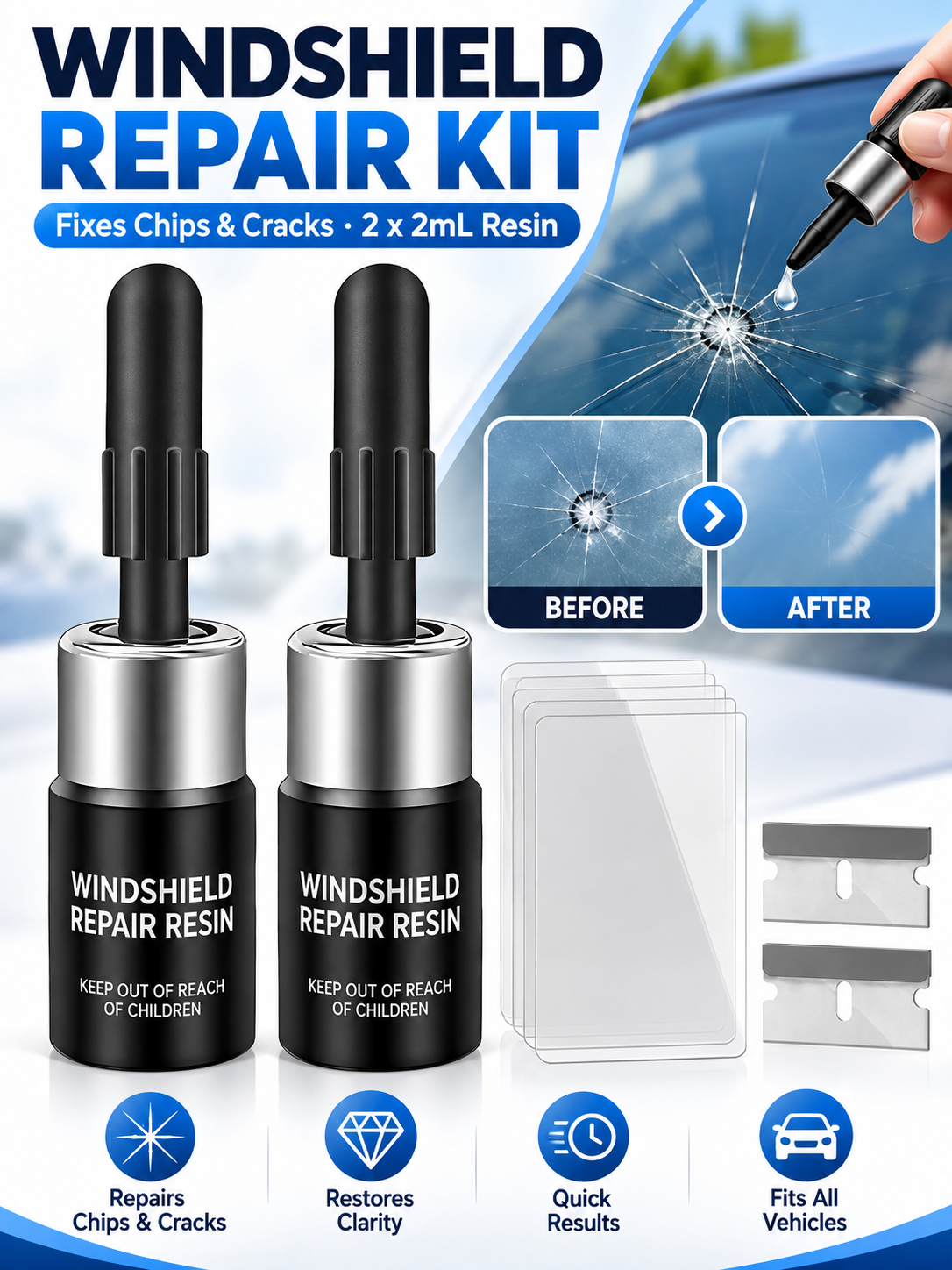 🚗 Auto Care Deal – Windshield Repair Kit 🔧 Quick DIY Fix Tool for Chips & Common Glass Cracks ✨