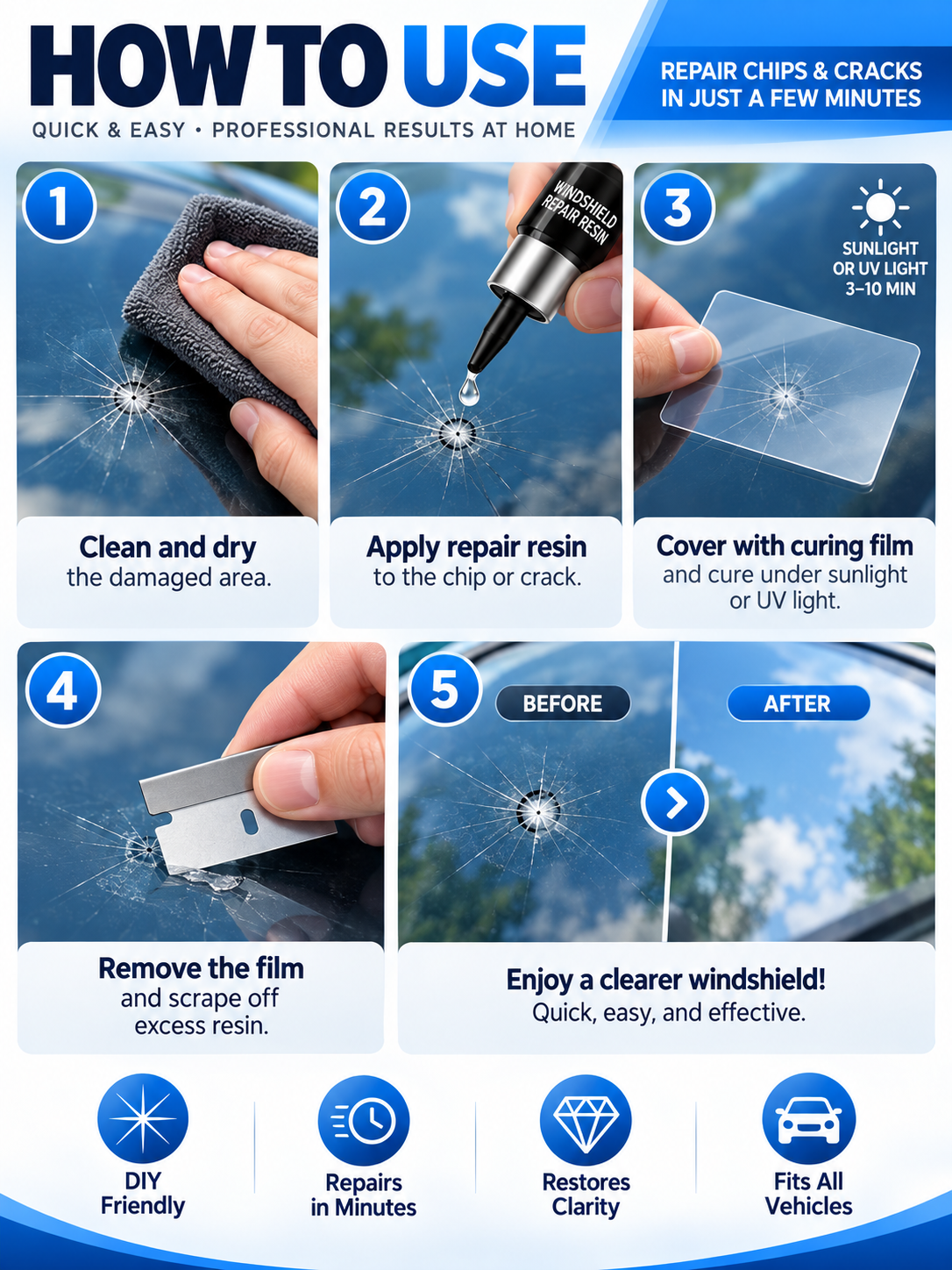 🚗 Auto Care Deal – Windshield Repair Kit 🔧 Quick DIY Fix Tool for Chips & Common Glass Cracks ✨